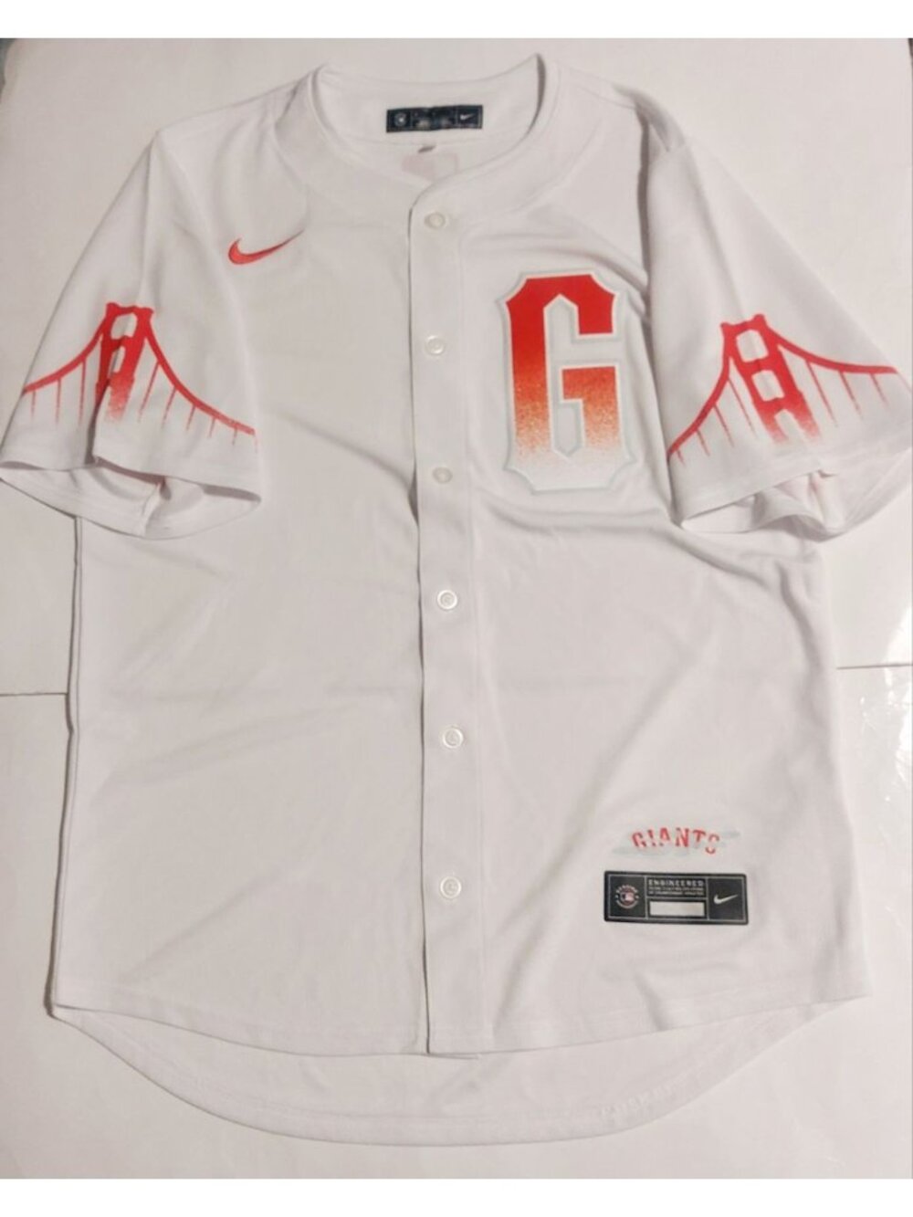 Nike San Francisco Giants City Connect Full Button Jersey Mens M White Blank MLB